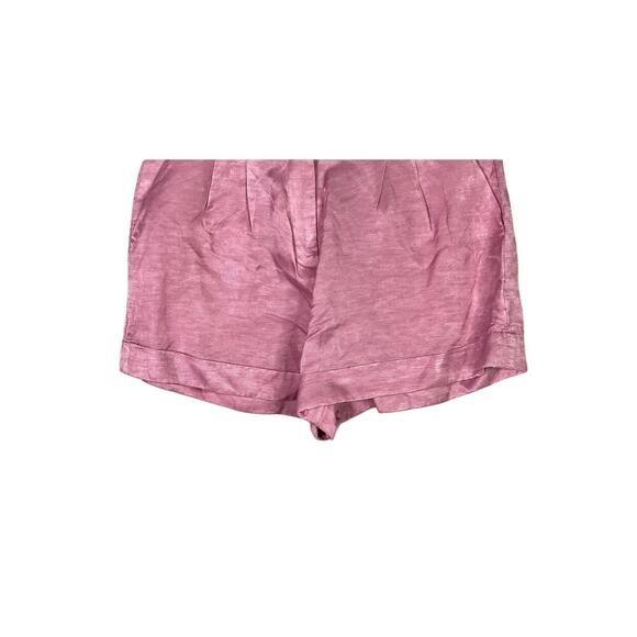 J. Crew Linen Relaxed Fit High Rise Pleated Shorts Cuffed Hem Pockets 2 Pink - Picture 3 of 13